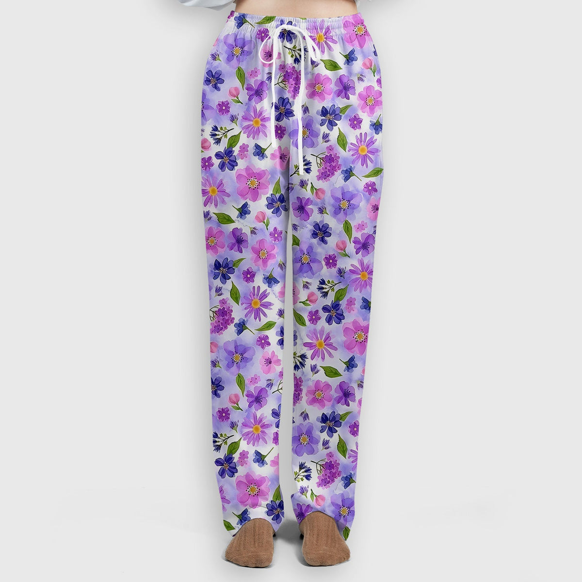 Purple Watercolor Wildflower Bloom Nurse Scrub Set