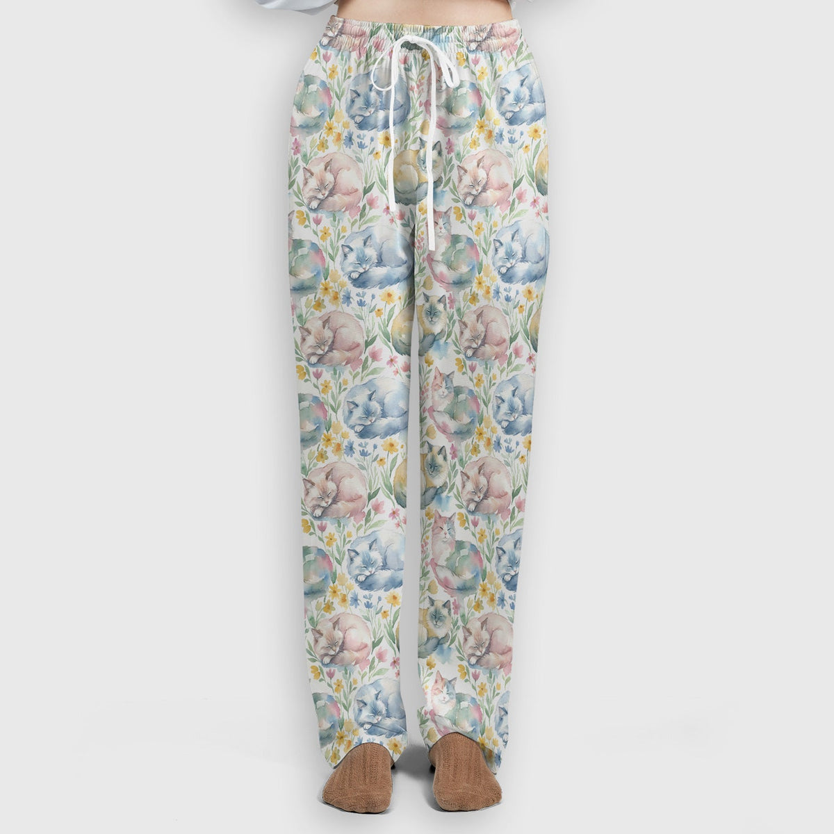 Dreamy Sleeping Cat Floral Nurse Scrub Set