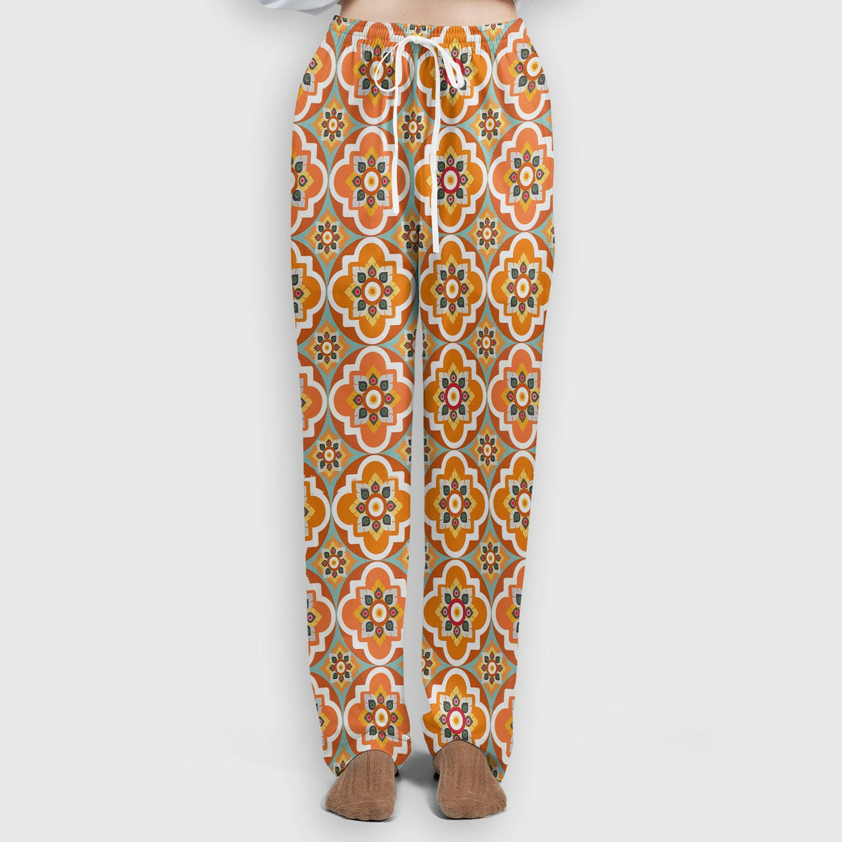 Orange Retro Geometric Floral Nurse Scrub Set