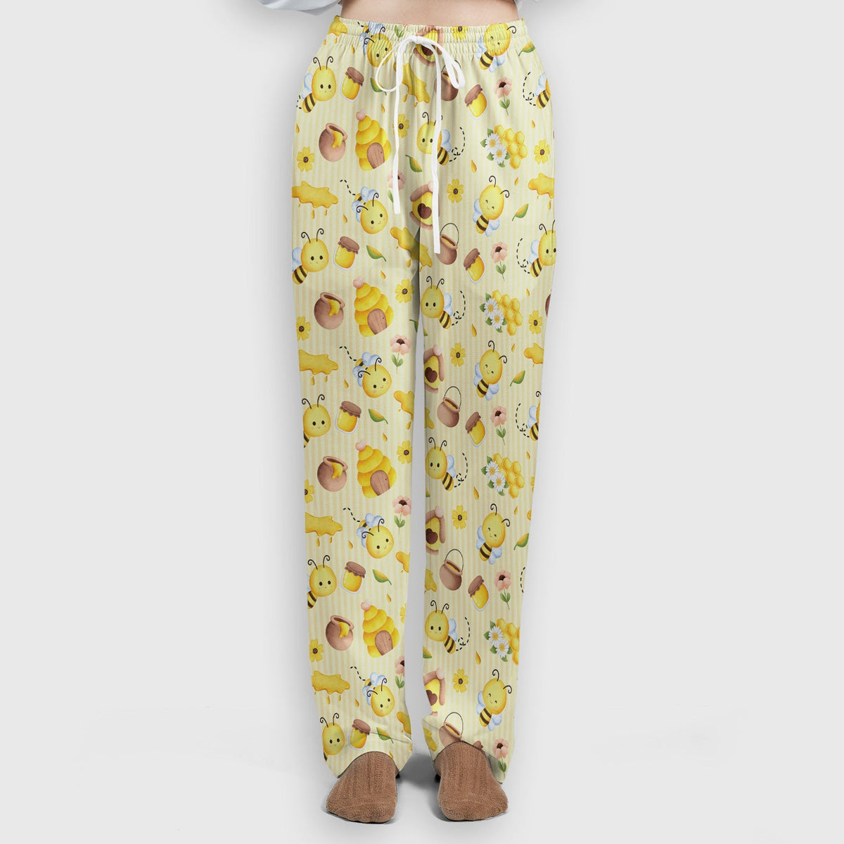 Cute Bee Honey Flower Stripe Nurse Scrub Set