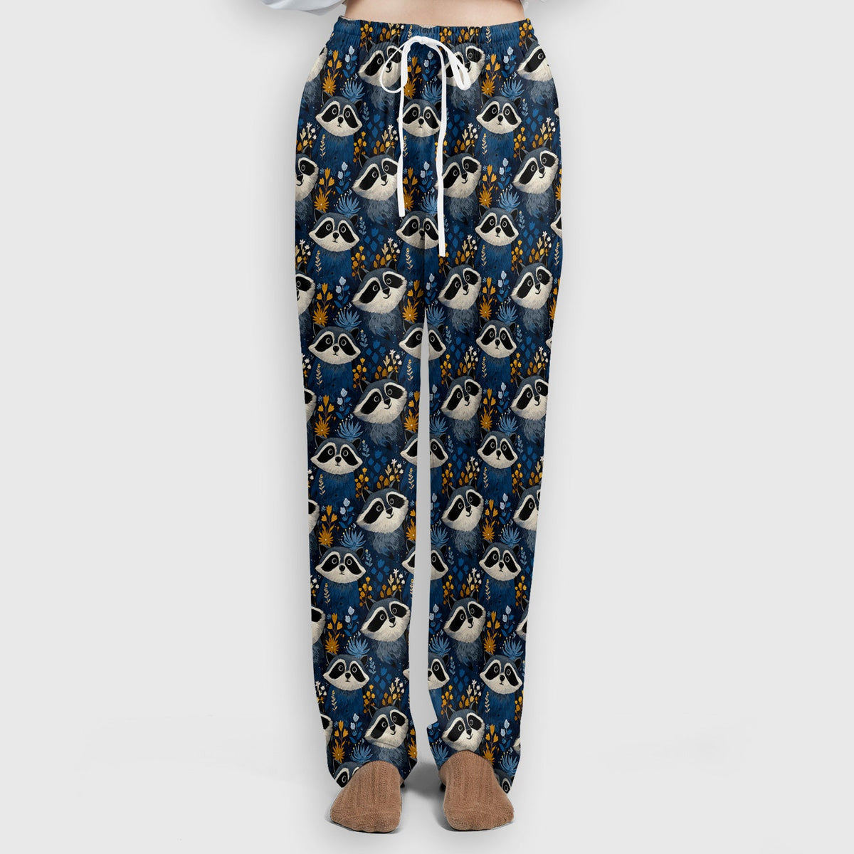Raccoon Blue Floral Forest Nurse Scrub Set