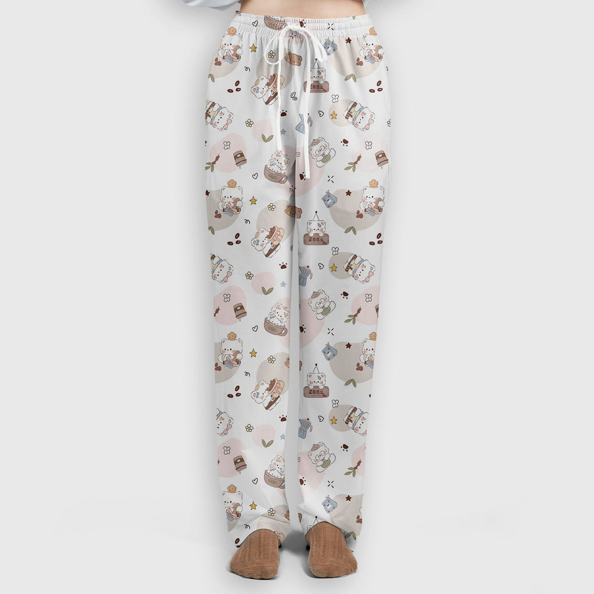 Cat With Coffee Paw Heart Nurse Scrub Set