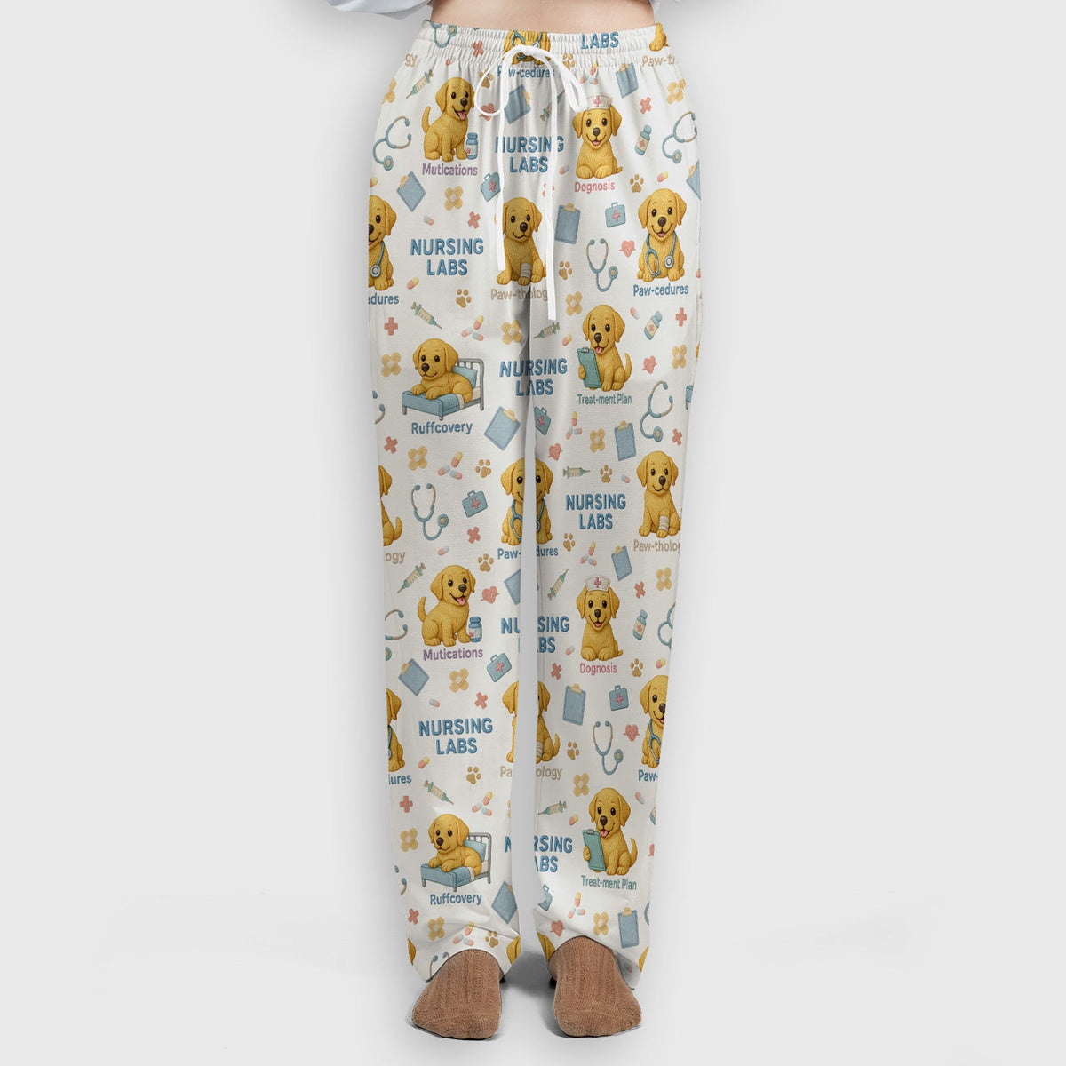 Labrador Nursing Scrub Set, Cute Dog Pattern Nurse Uniform,  Comfortable Scrubs For Nurses