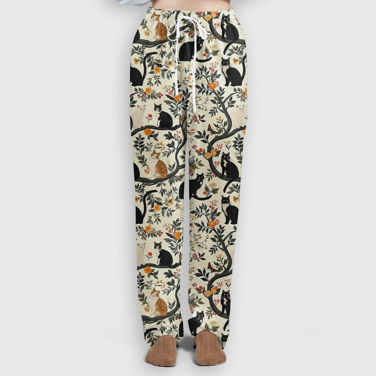 Vintage Black Cat Floral Nurse Scrub Set