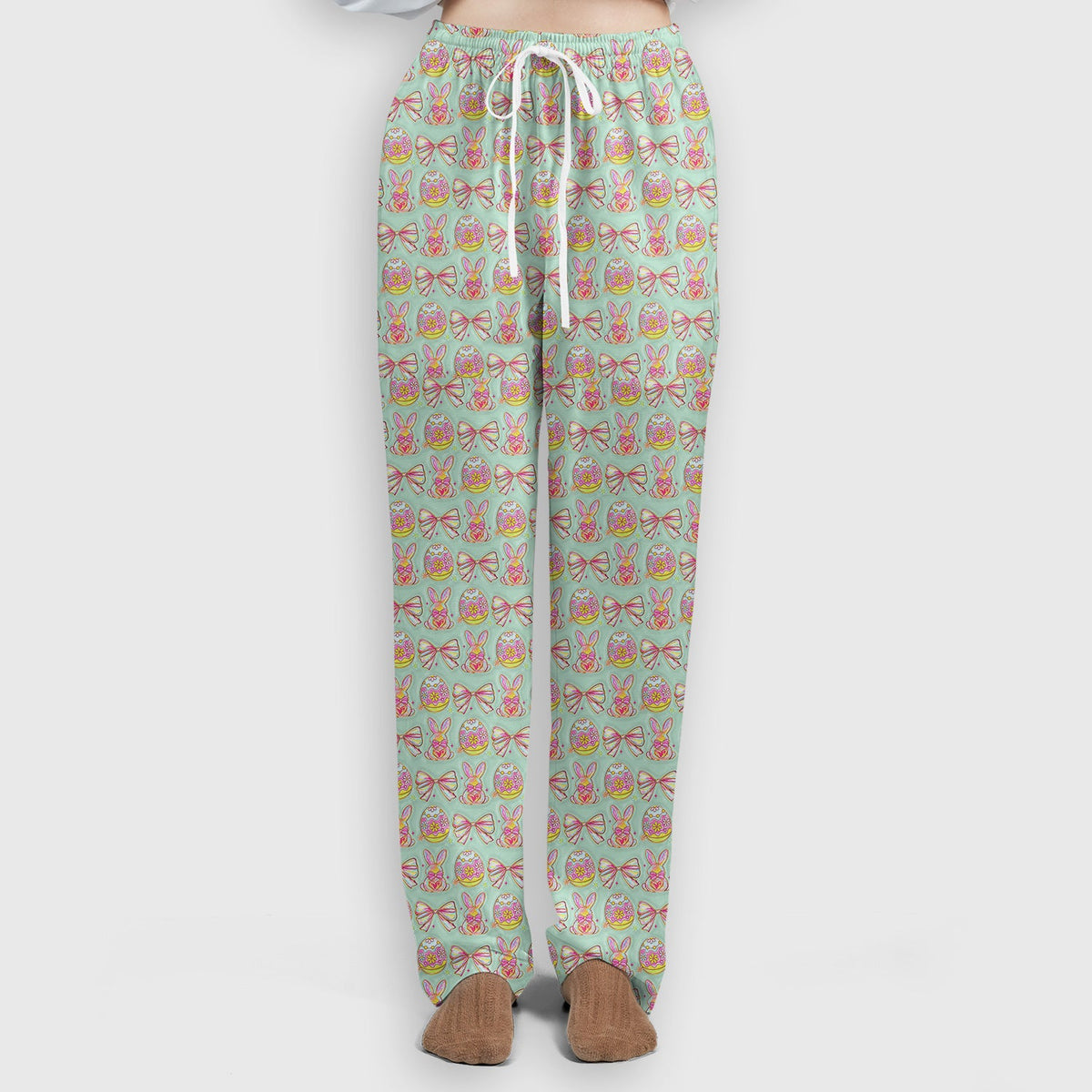 Bunny Pastel Egg Bow Nurse Scrub Set - Easter Gift