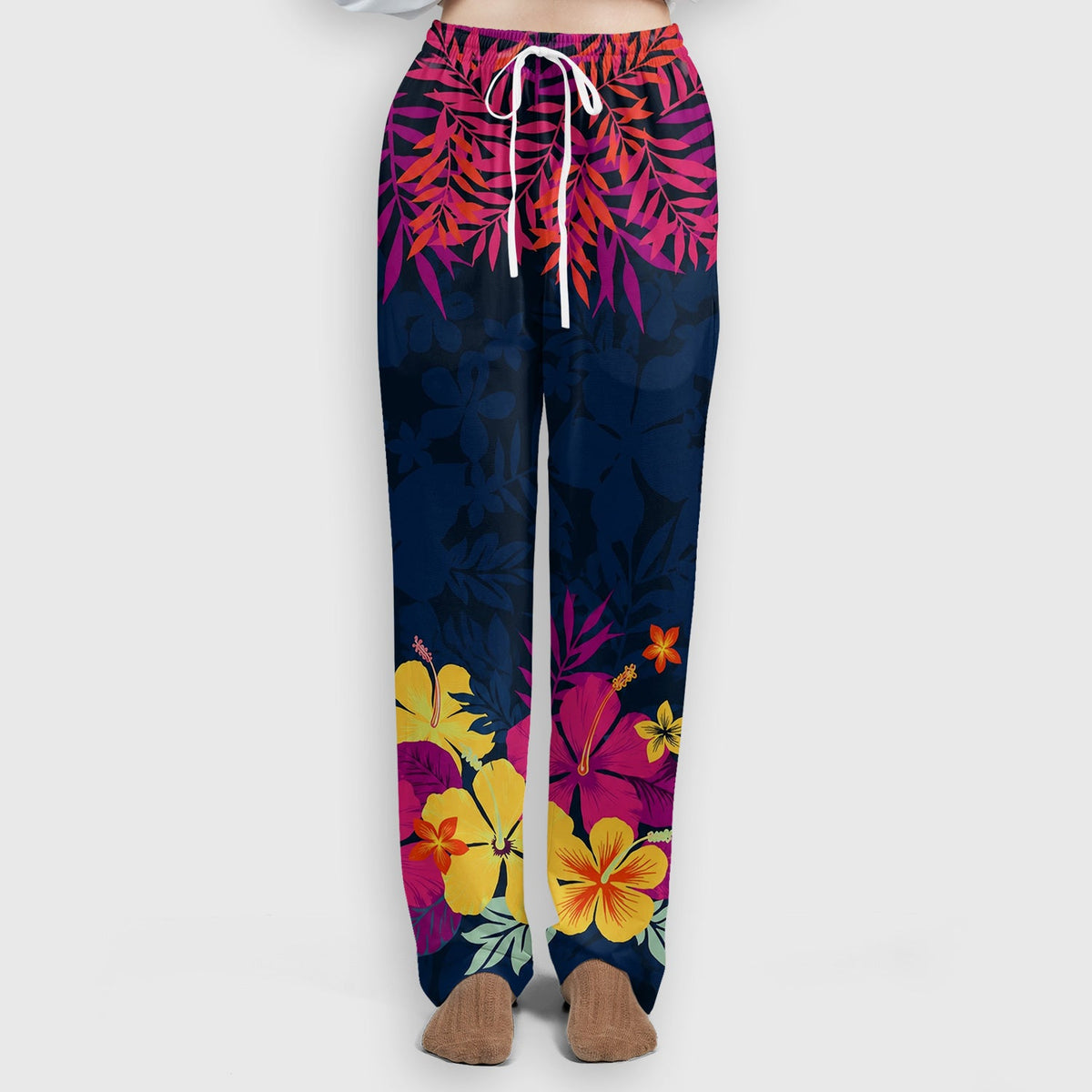 Tropical Hibiscus Palm Leaf Nurse Scrub Set