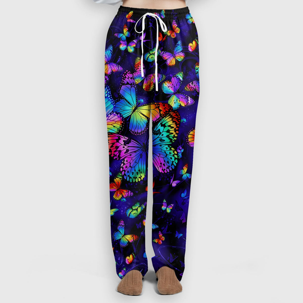 Vibrant Rainbow Butterfly Galaxy Nurse Scrub Set