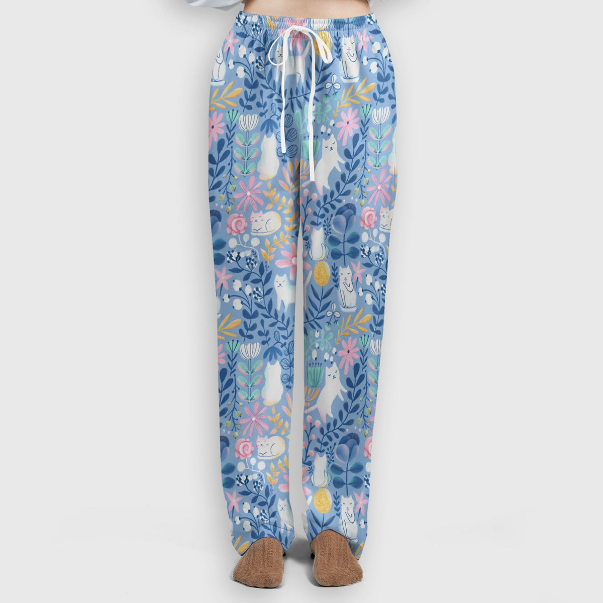 Whimsical Cat Floral Nurse Scrub Set