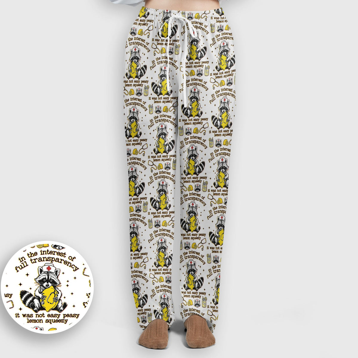Raccoon Lemon Quote Nurse Scrub Set