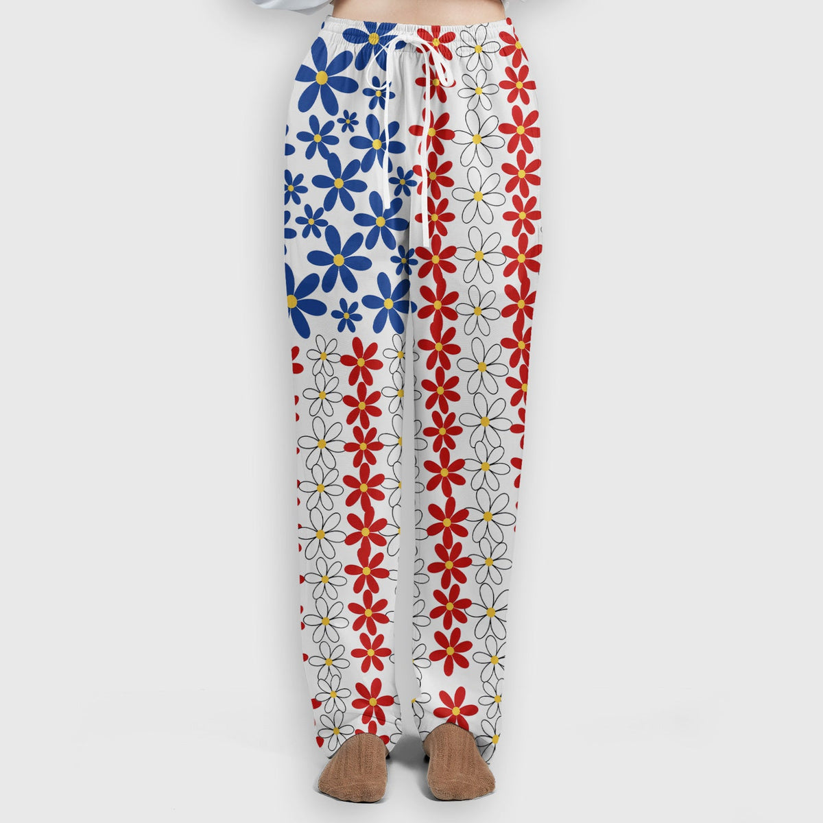 Retro Red Blue Daisy Nurse Scrub Set