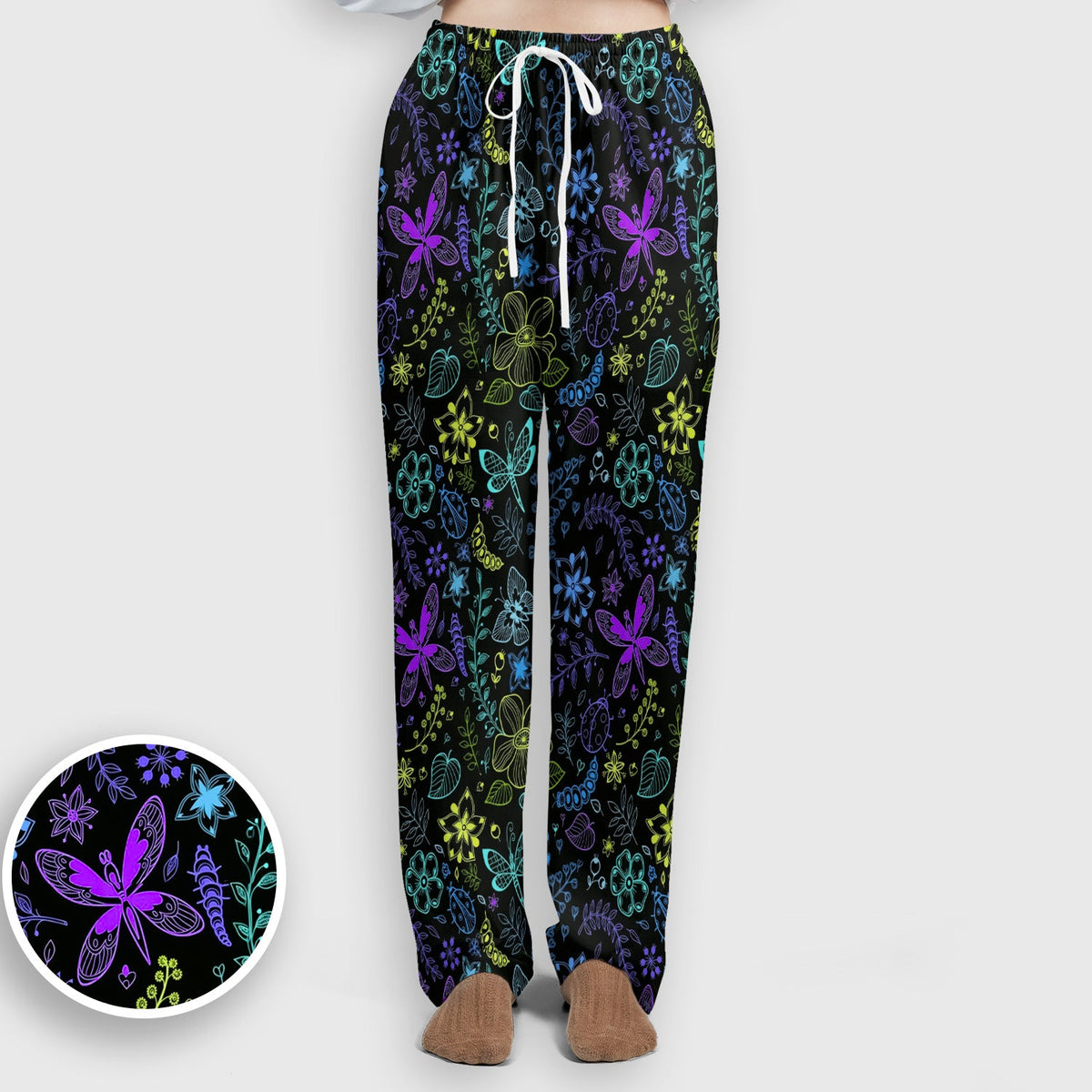 Neon Butterfly Floral Garden Nurse Scrub Set