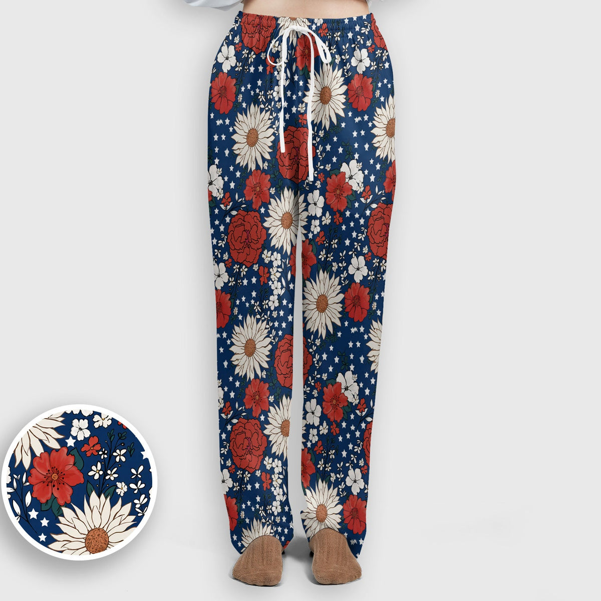 Red White Blue Floral Nurse Scrub Set