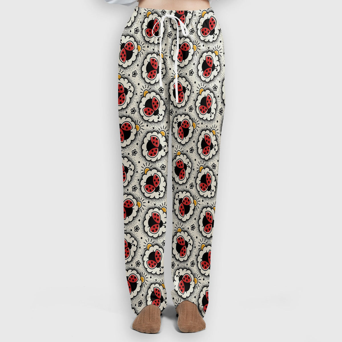 Ladybug Floral Frame Nurse Scrub Set
