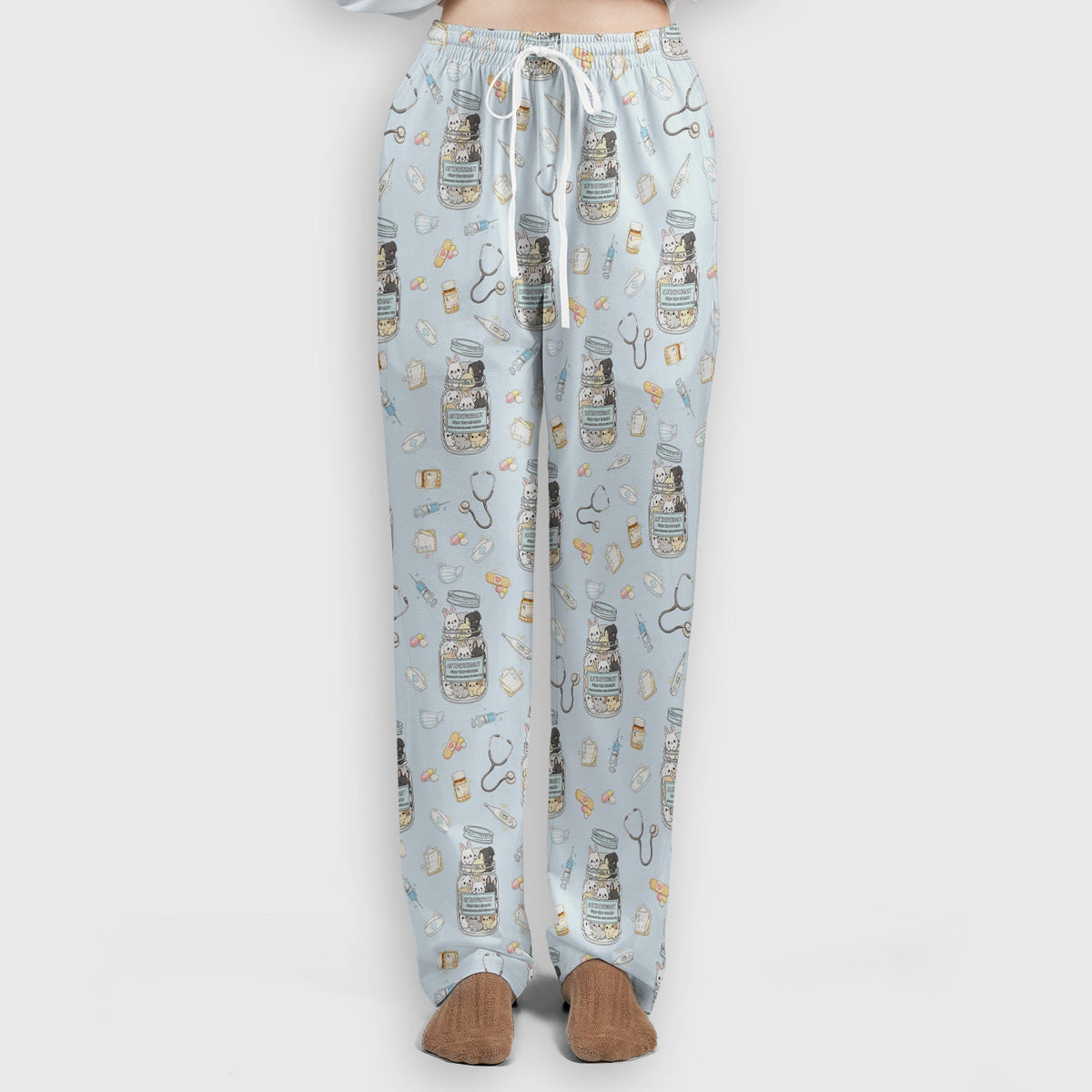 Whimsical Antidepressant Rabbit Jar Nurse Scrub Set