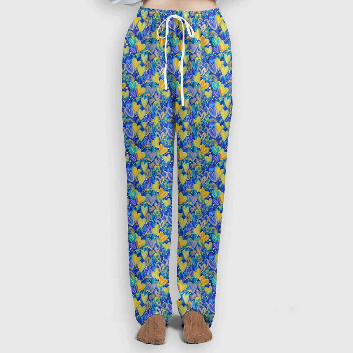 Blue Yellow Layered Heart Nurse Scrub Set