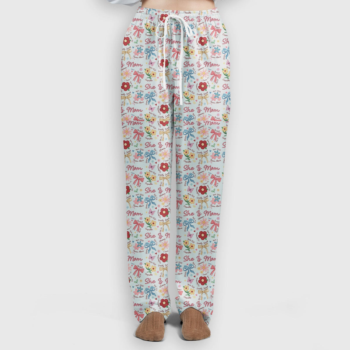 She Is Mom Flower Bow Nurse Scrub Set