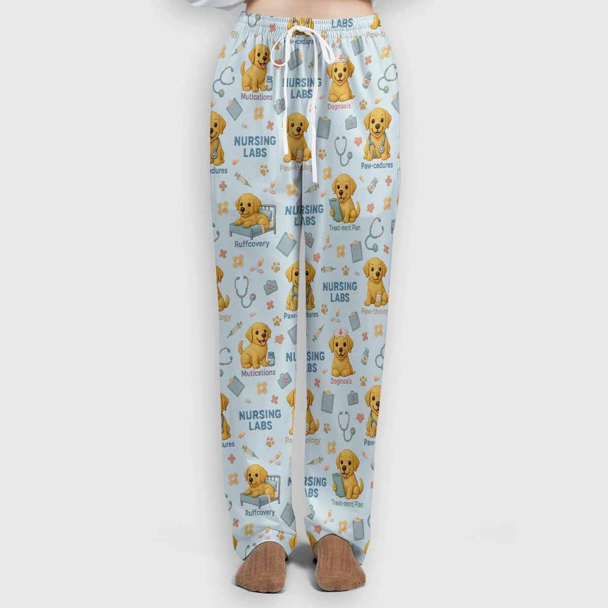 Labrador Nursing Scrub Set, Cute Dog Pattern Nurse Uniform,  Comfortable Scrubs For Nurses