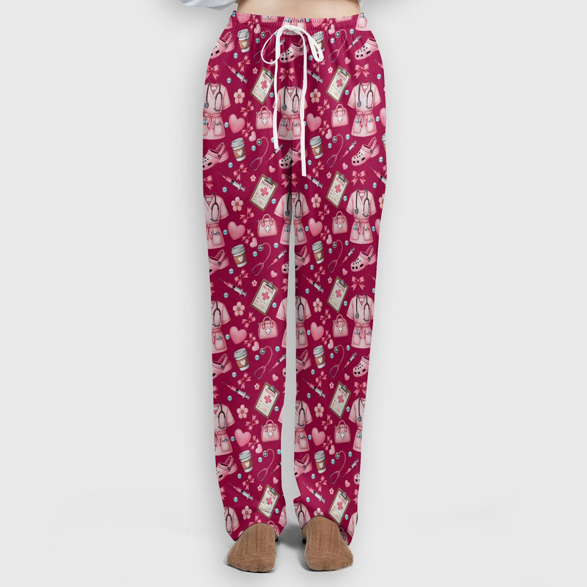 Valentine Pink Nurse Icons Scrub Set