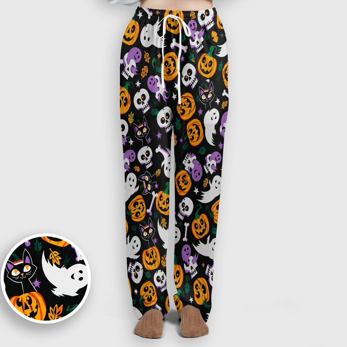 Spooky Pumpkin Ghost Print Nurse Scrub Set
