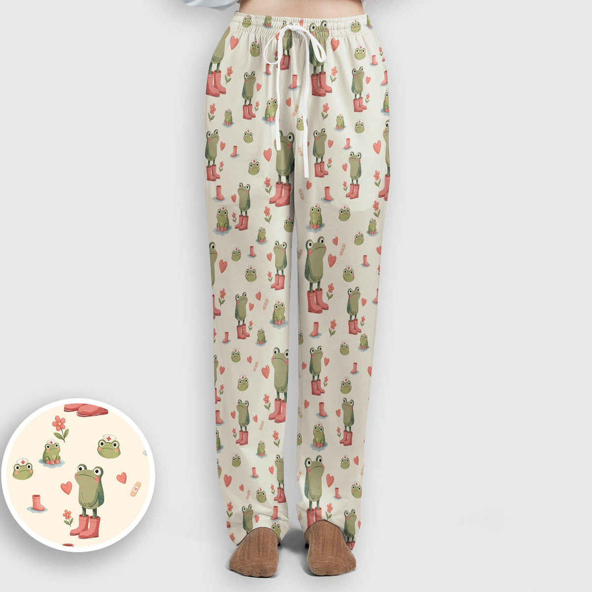 Adorable Frog Boots Heart Nurse Scrub Set