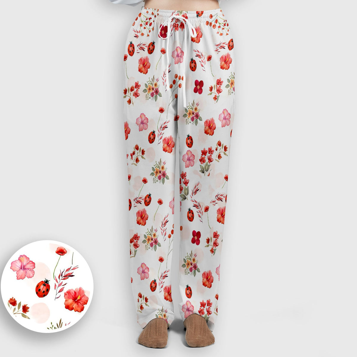 Red Ladybug Floral Garden Nurse Scrub Set