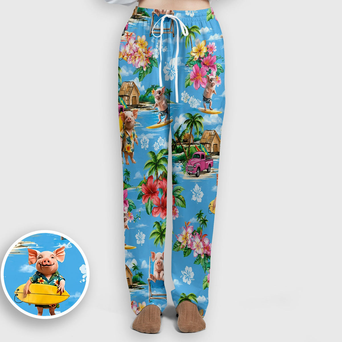 Tropical Surfing Pig Beach Nurse Scrub Set
