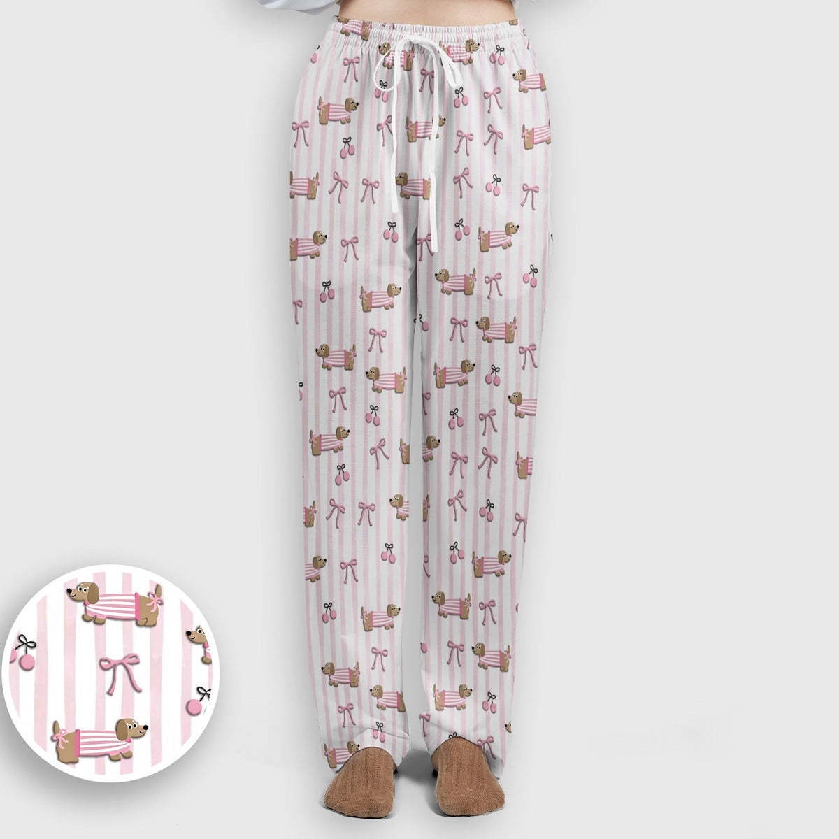 Dachshund Pink Stripe Nurse Scrub Set