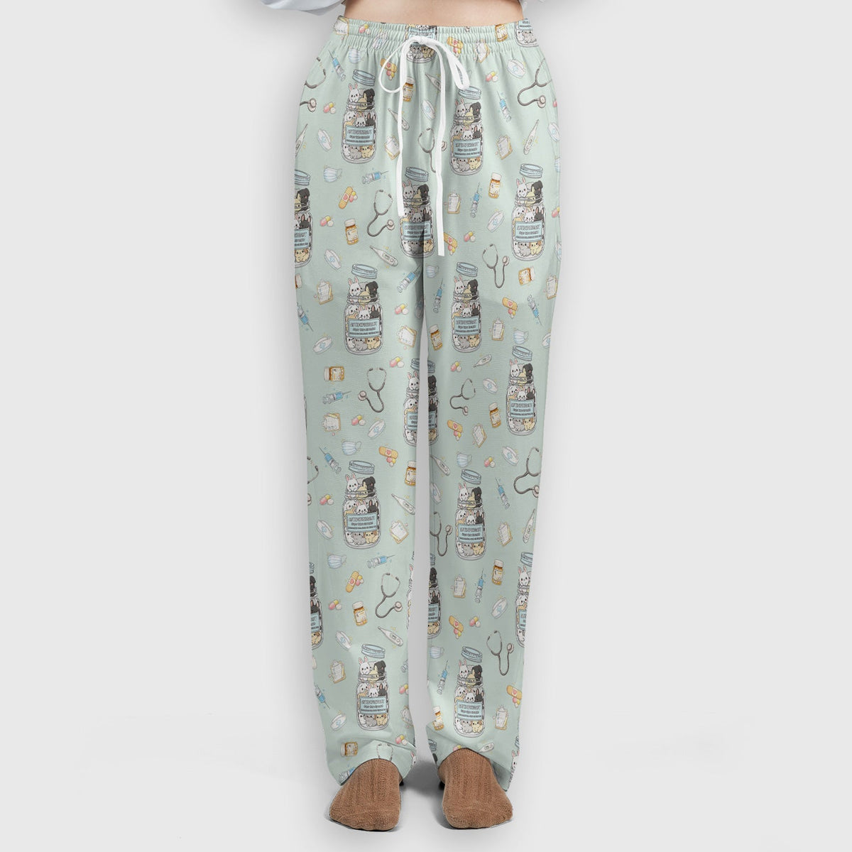 Whimsical Antidepressant Rabbit Jar Nurse Scrub Set