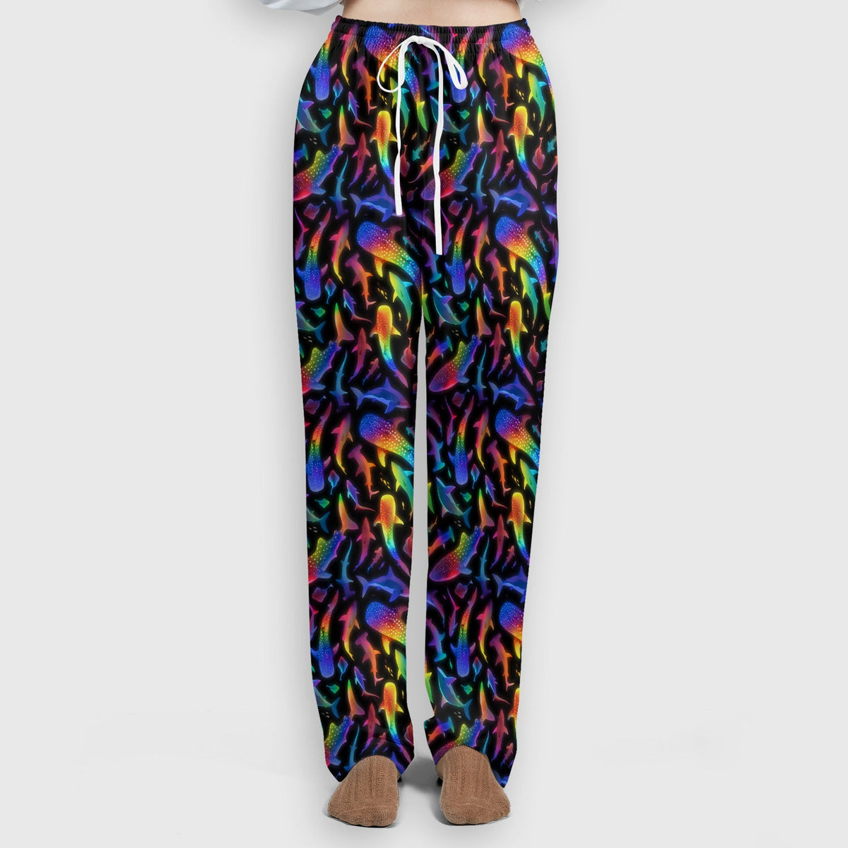 Vibrant Rainbow Shark Nurse Scrub Set