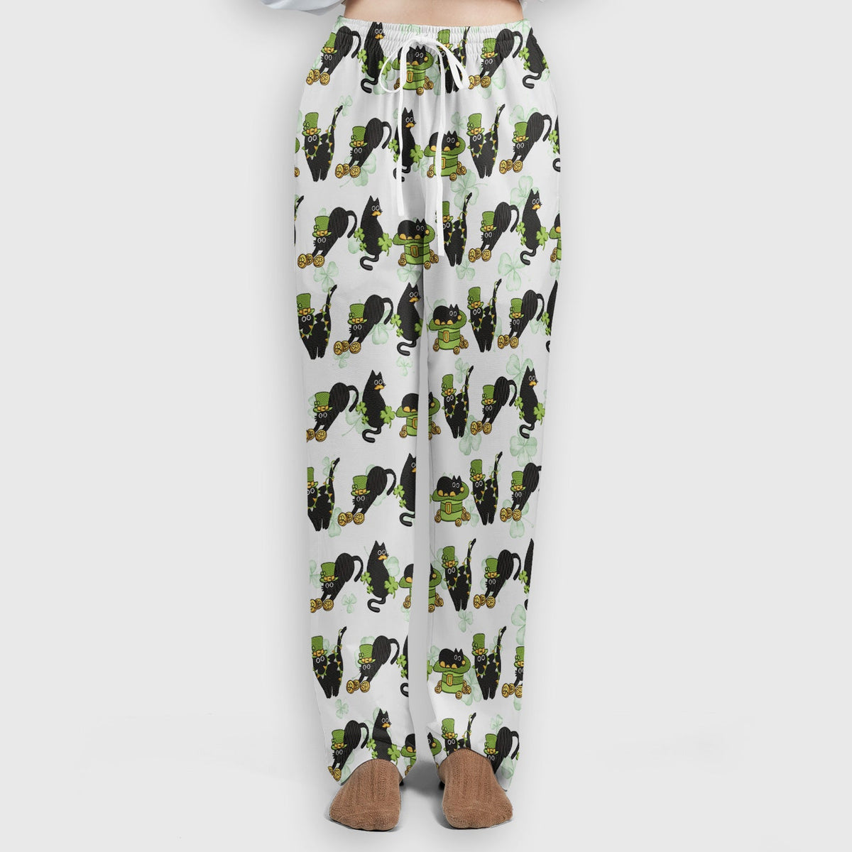 St Patrick Black Cat Clover Nurse Scrub Set