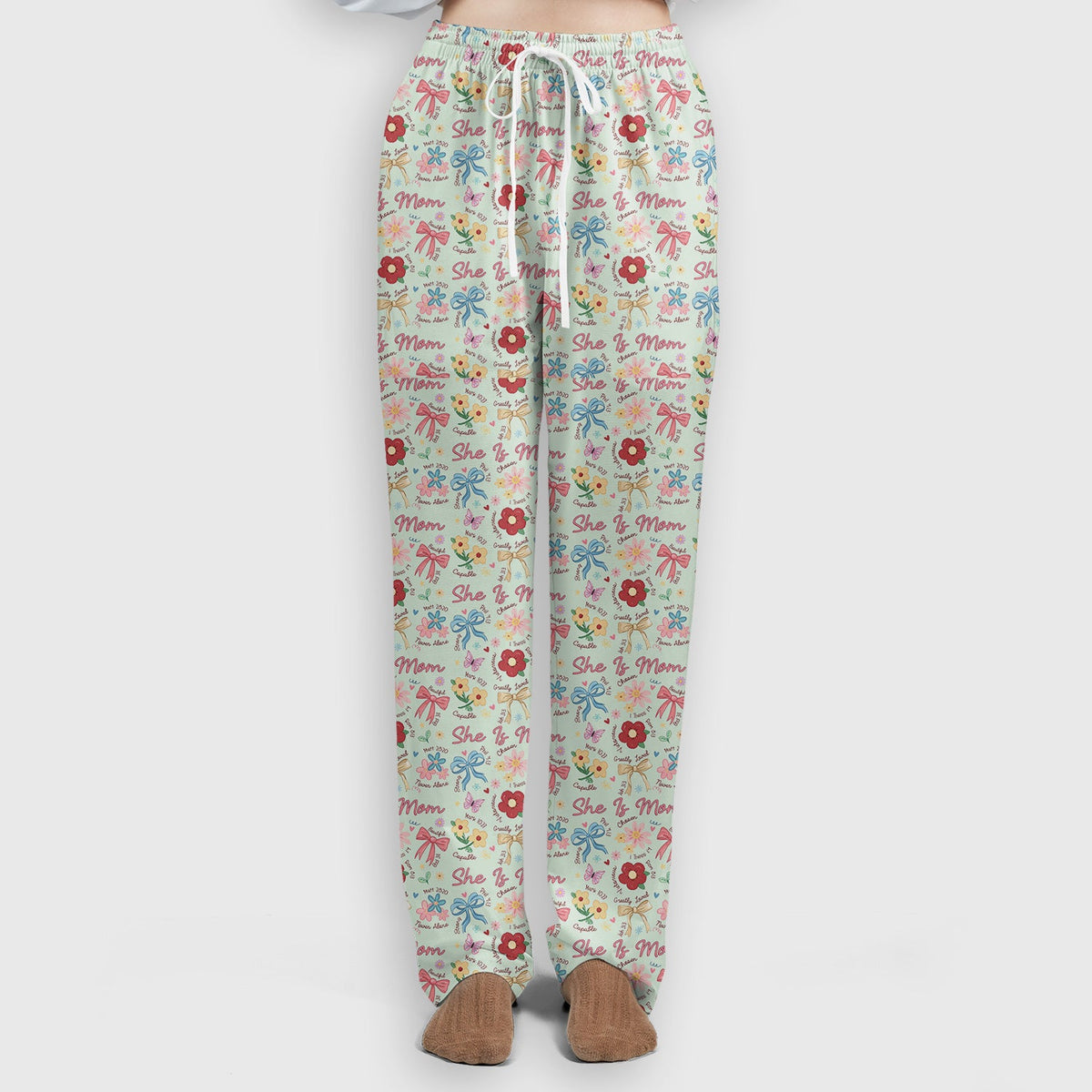 She Is Mom Flower Bow Nurse Scrub Set