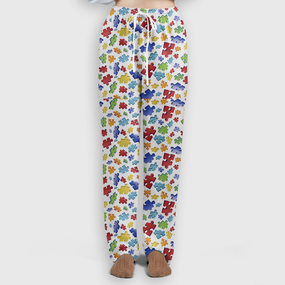 Colorful Scattered Puzzle Piece Nurse Scrub Set