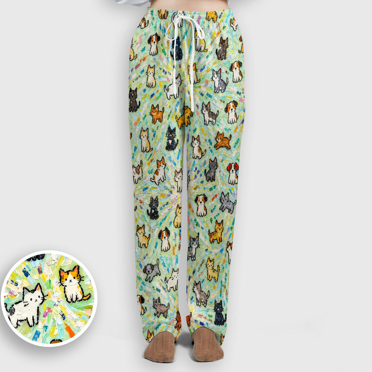 Colorful Cats Dogs Doodle Nurse Scrub Set