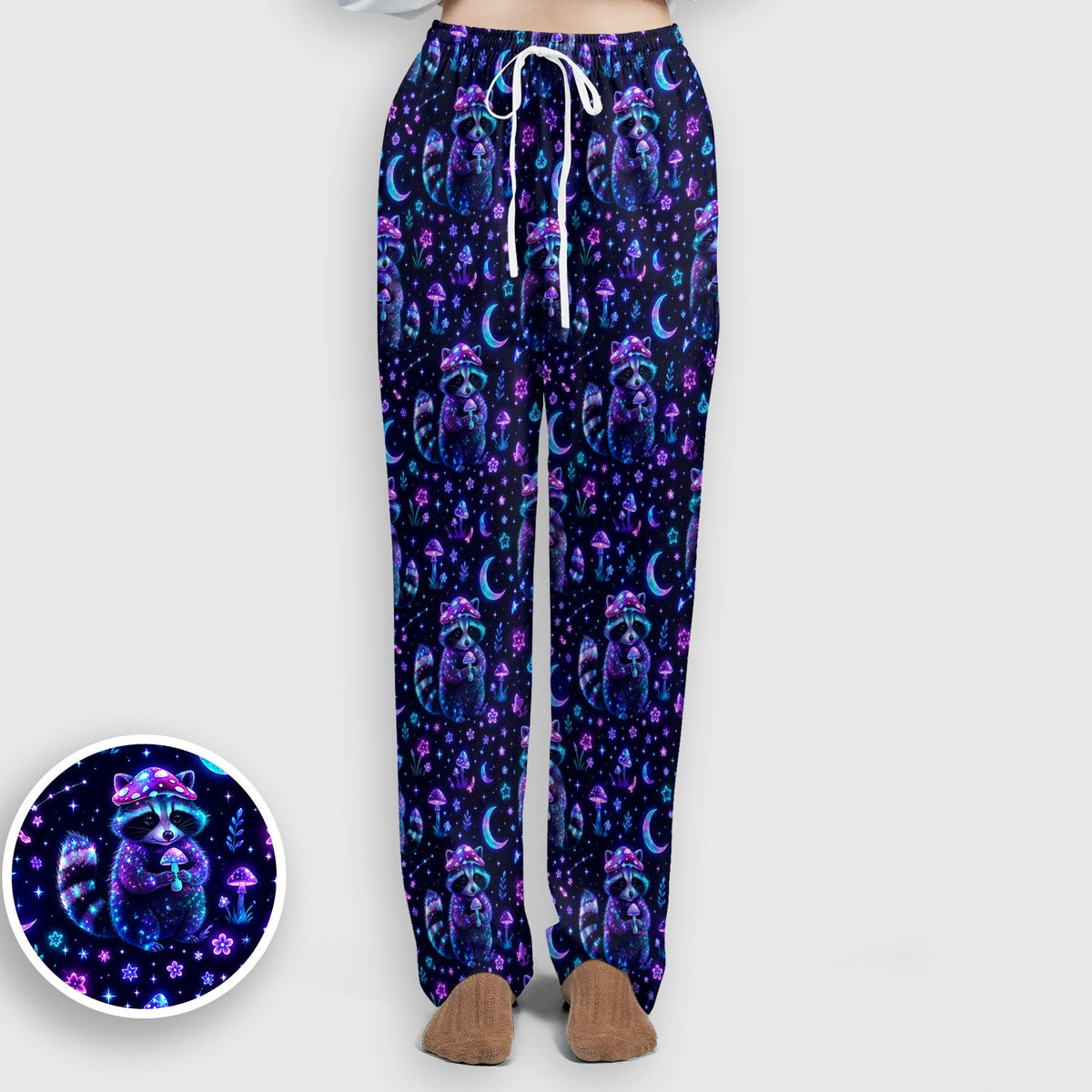 Neon Mushroom Raccoon Moonlight Nurse Scrub Set