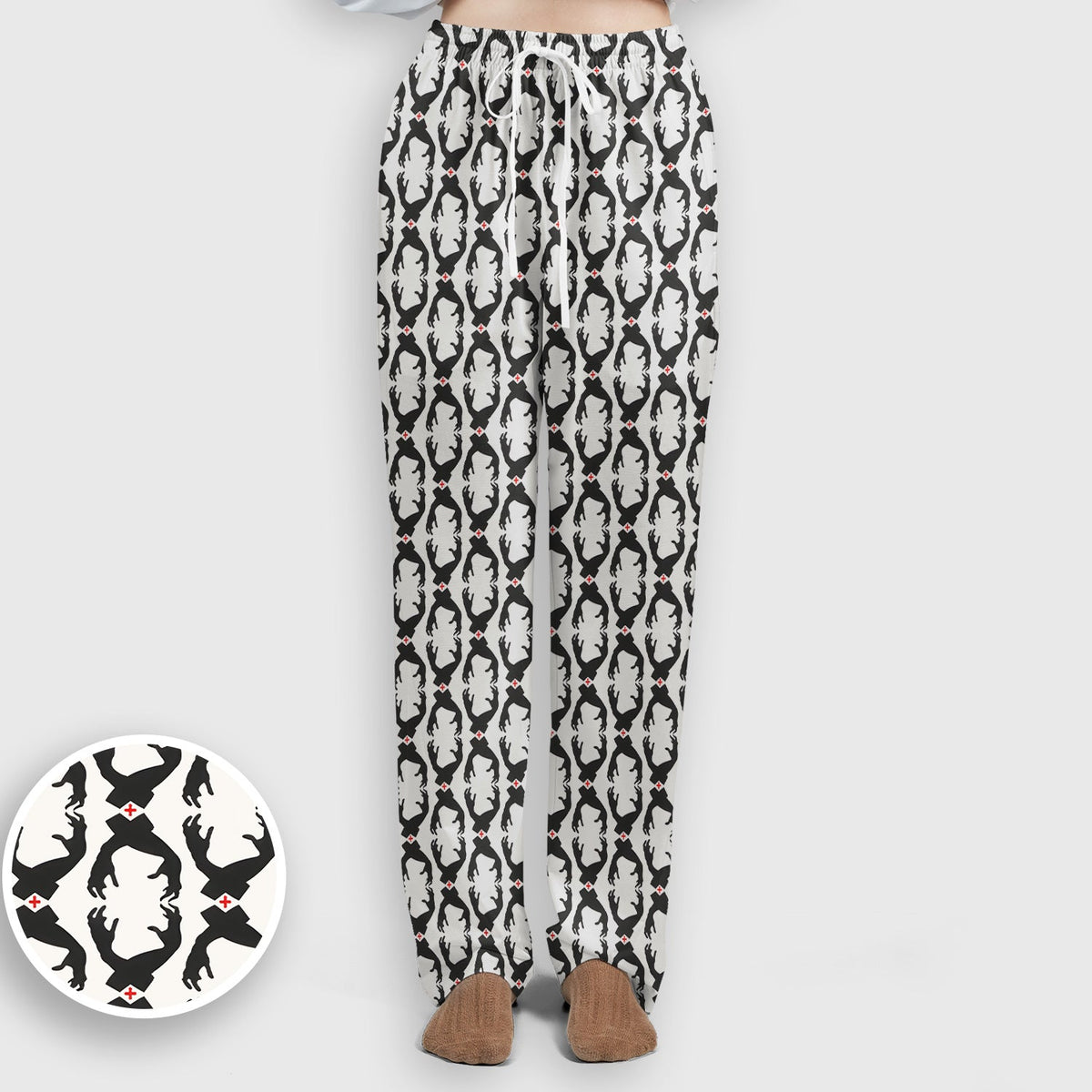 Creepy Hands Black White Red Nurse Scrub Set