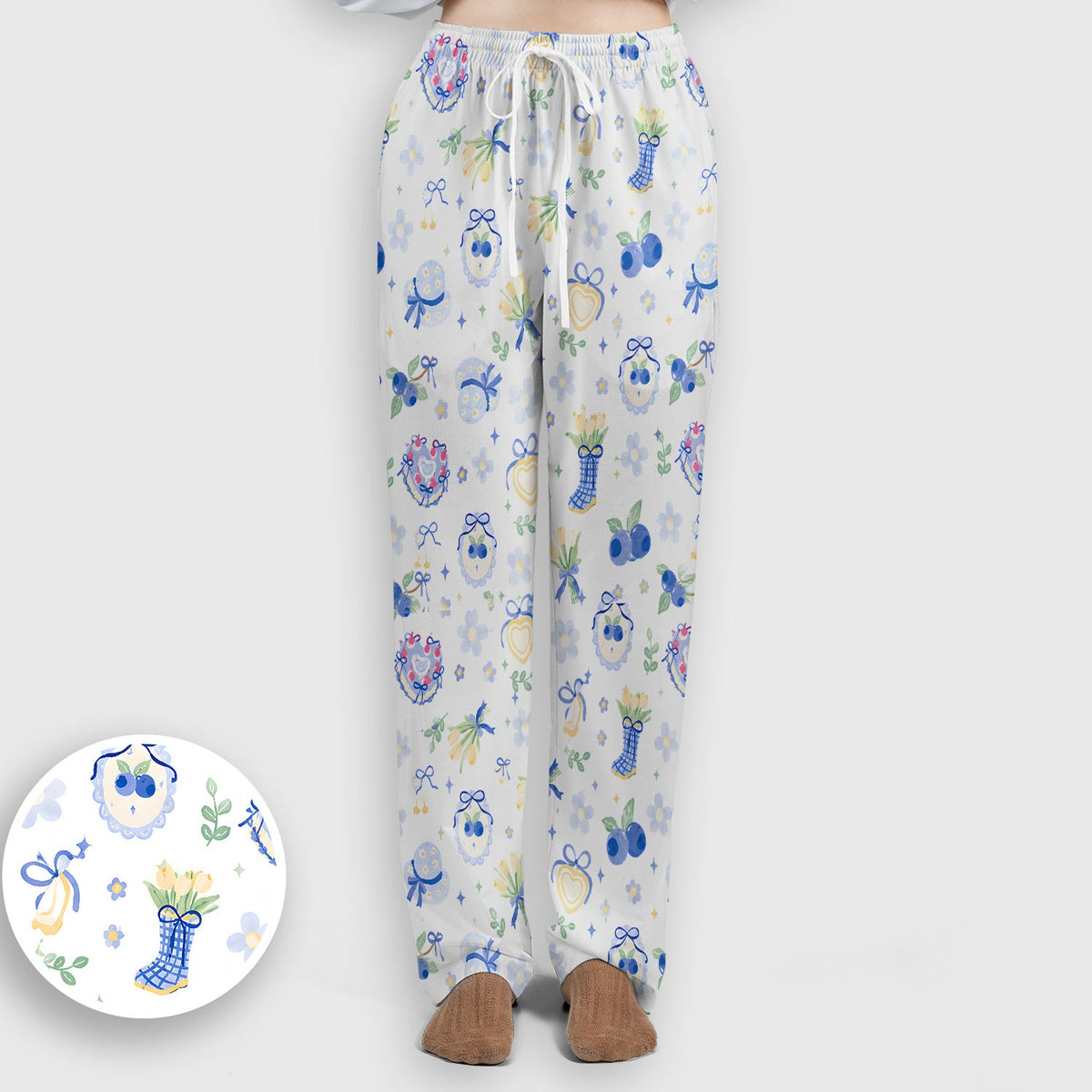 Cute Blueberry Bow Nurse Scrub Set