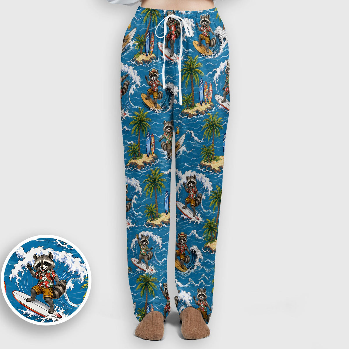 Tropical Surfing Raccoon Island Nurse Scrub Set