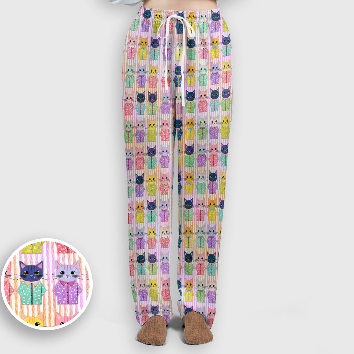 Cat Pajama Print Nurse Scrub Set
