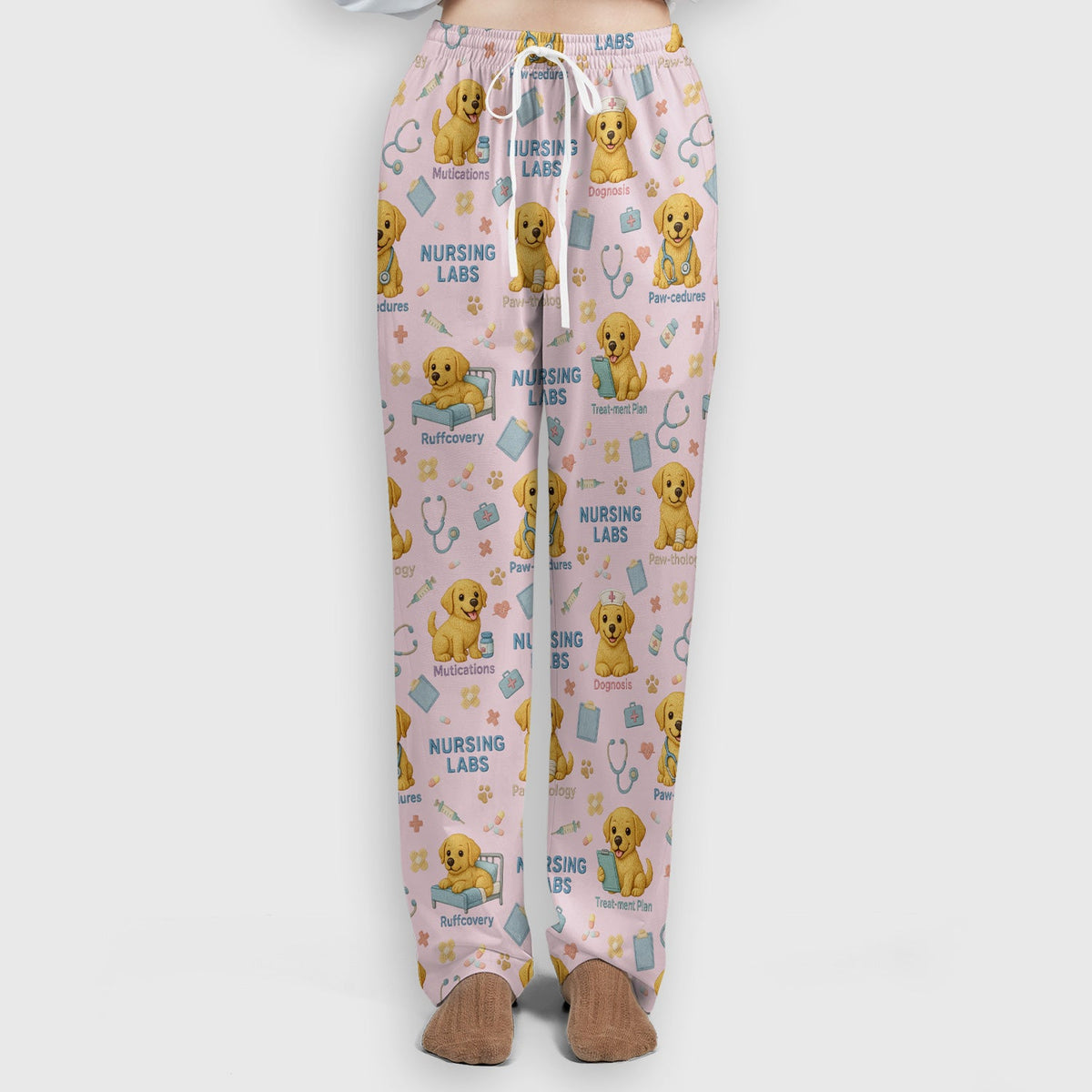 Labrador Nursing Scrub Set, Cute Dog Pattern Nurse Uniform,  Comfortable Scrubs For Nurses
