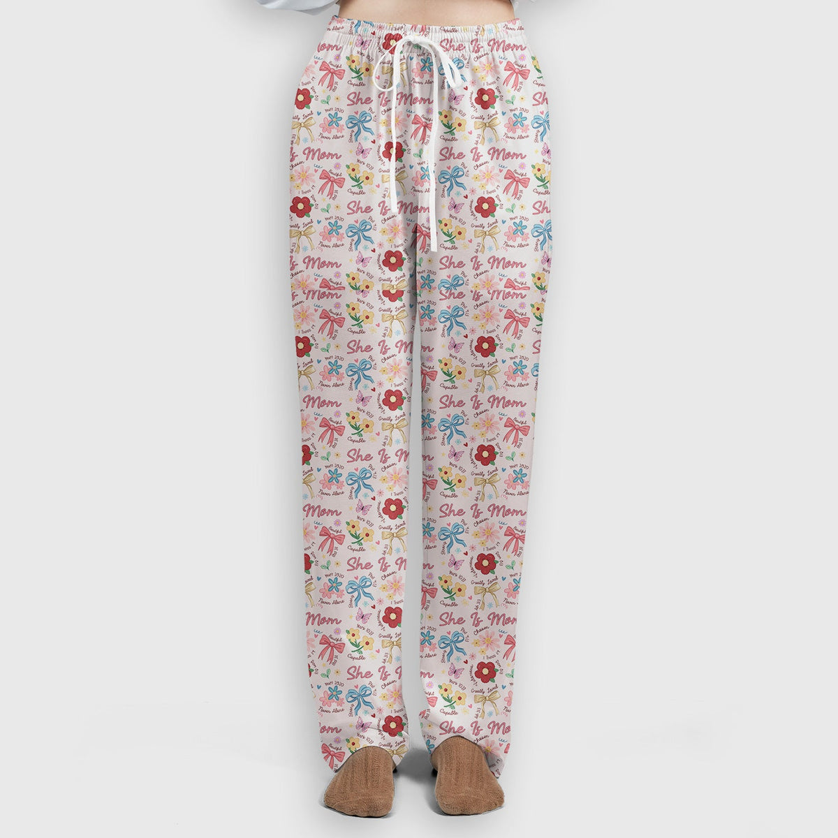 She Is Mom Flower Bow Nurse Scrub Set