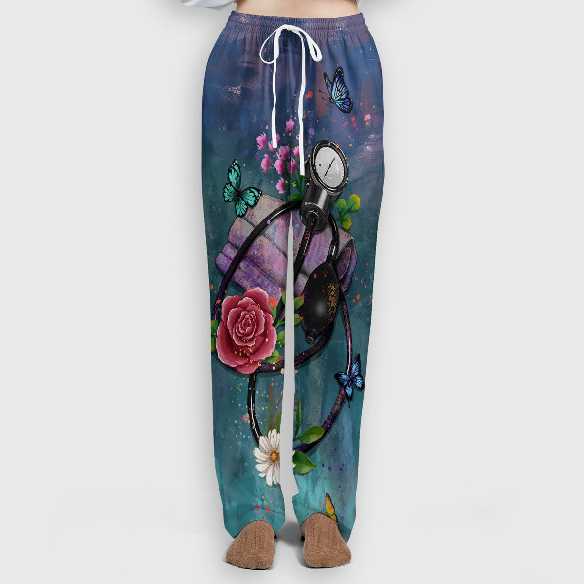 Floral Stethoscope Nurse Scrub Set