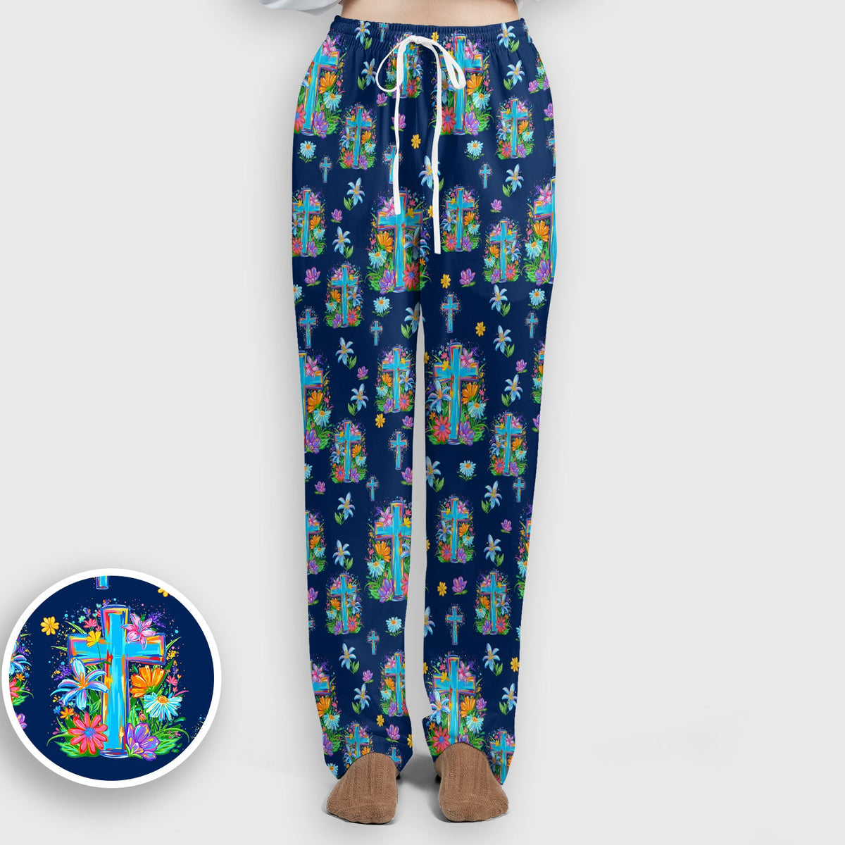 Christian Floral Cross Spring Nurse Scrub Set