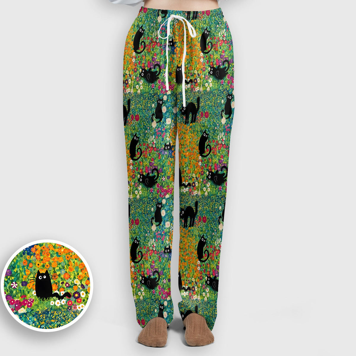 Black Cat Flower Garden Nurse Scrub Set