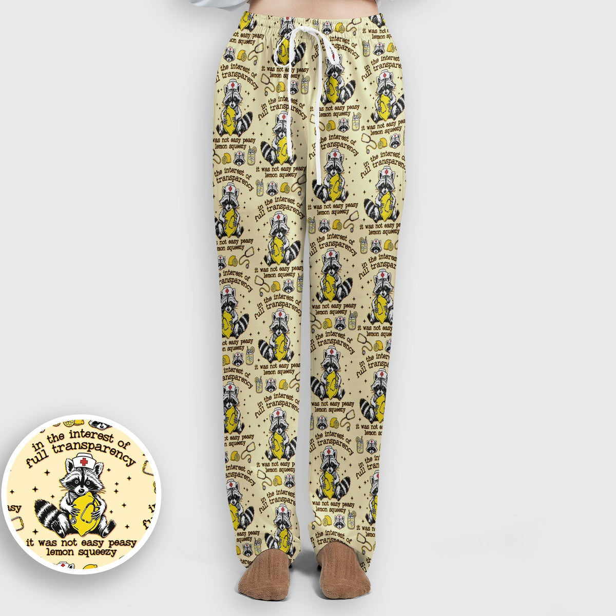 Raccoon Lemon Quote Nurse Scrub Set