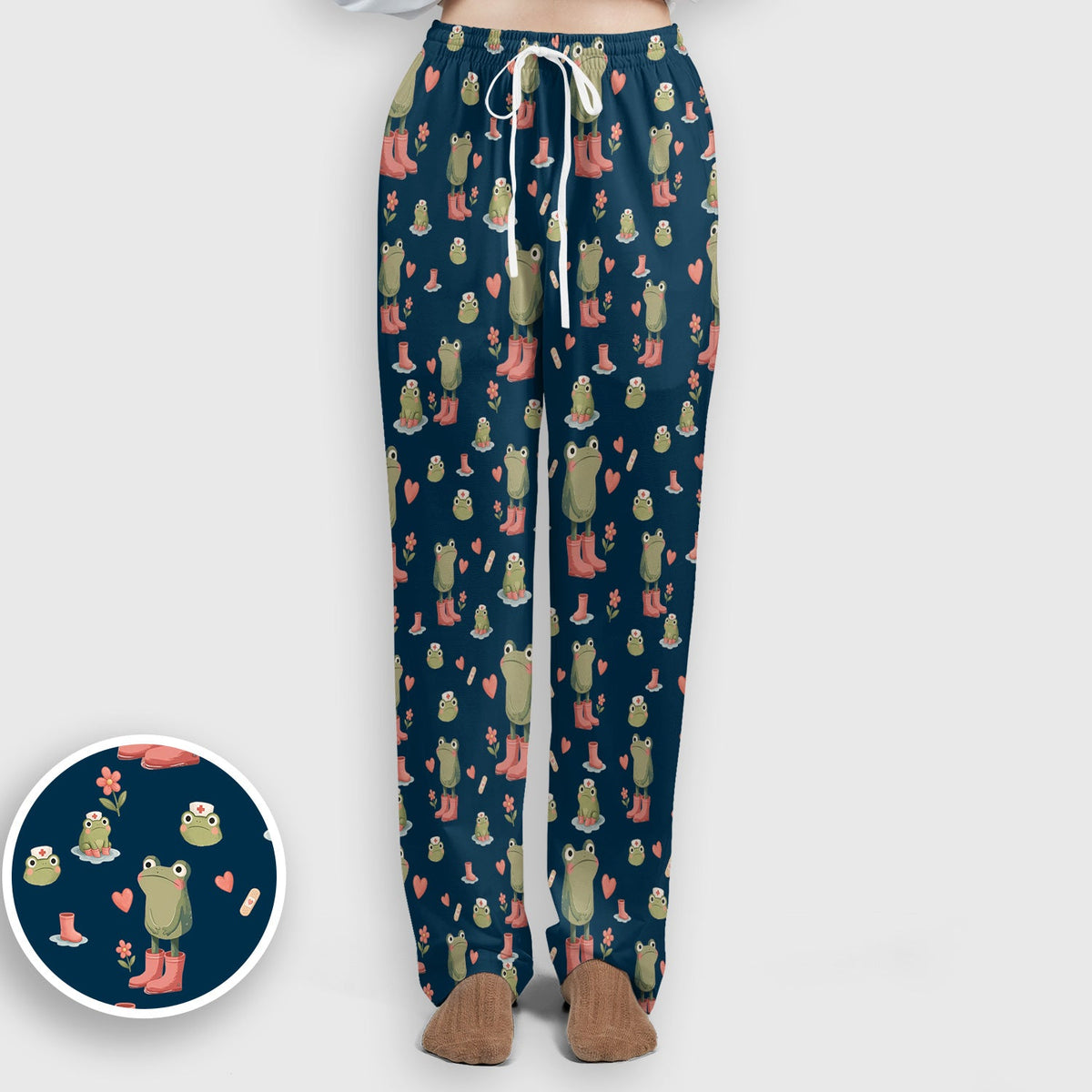Adorable Frog Boots Heart Nurse Scrub Set