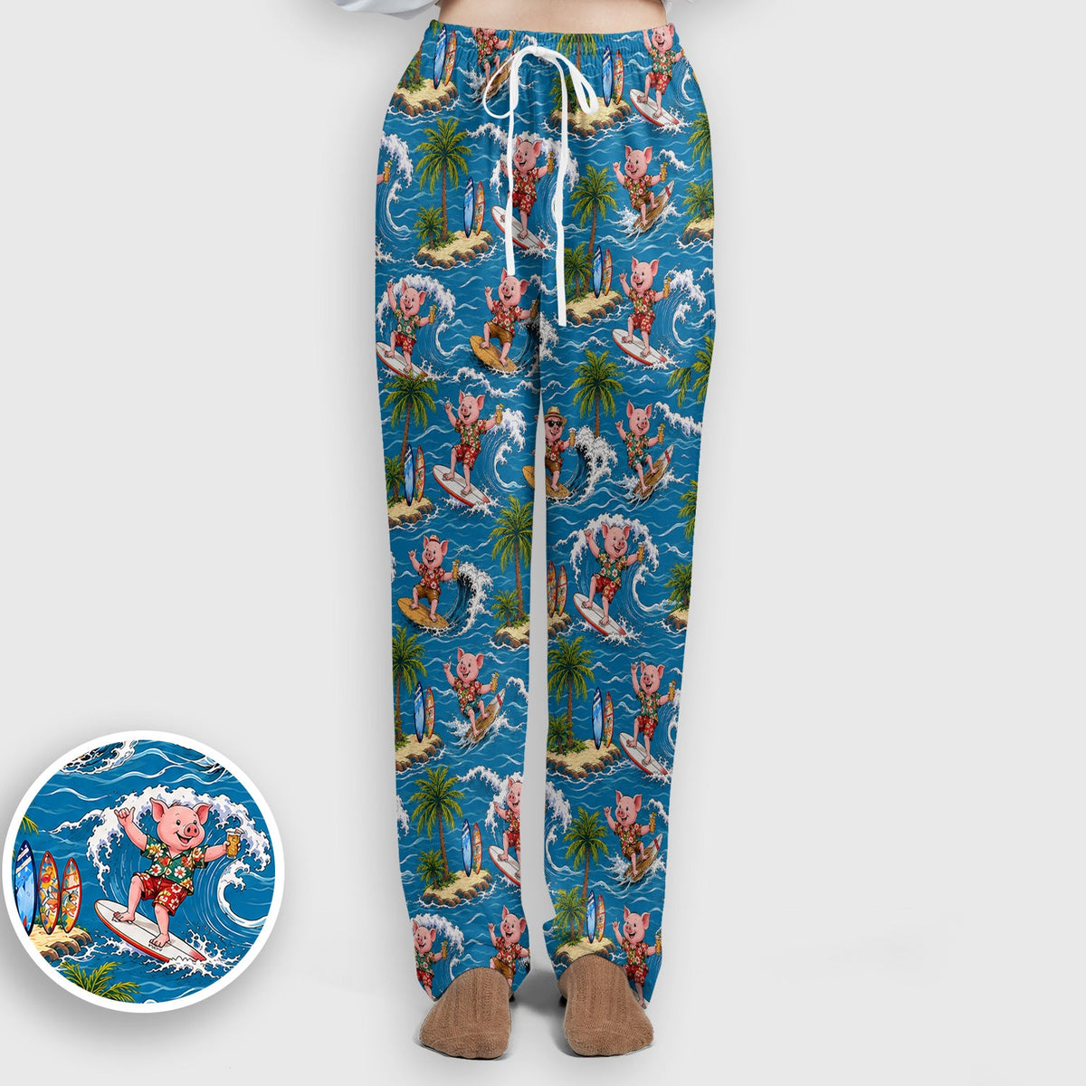 Tropical Surfing Pig Island Nurse Scrub Set