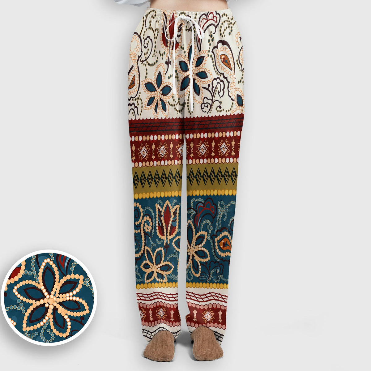 Boho Paisley Floral Stripe Nurse Scrub Set