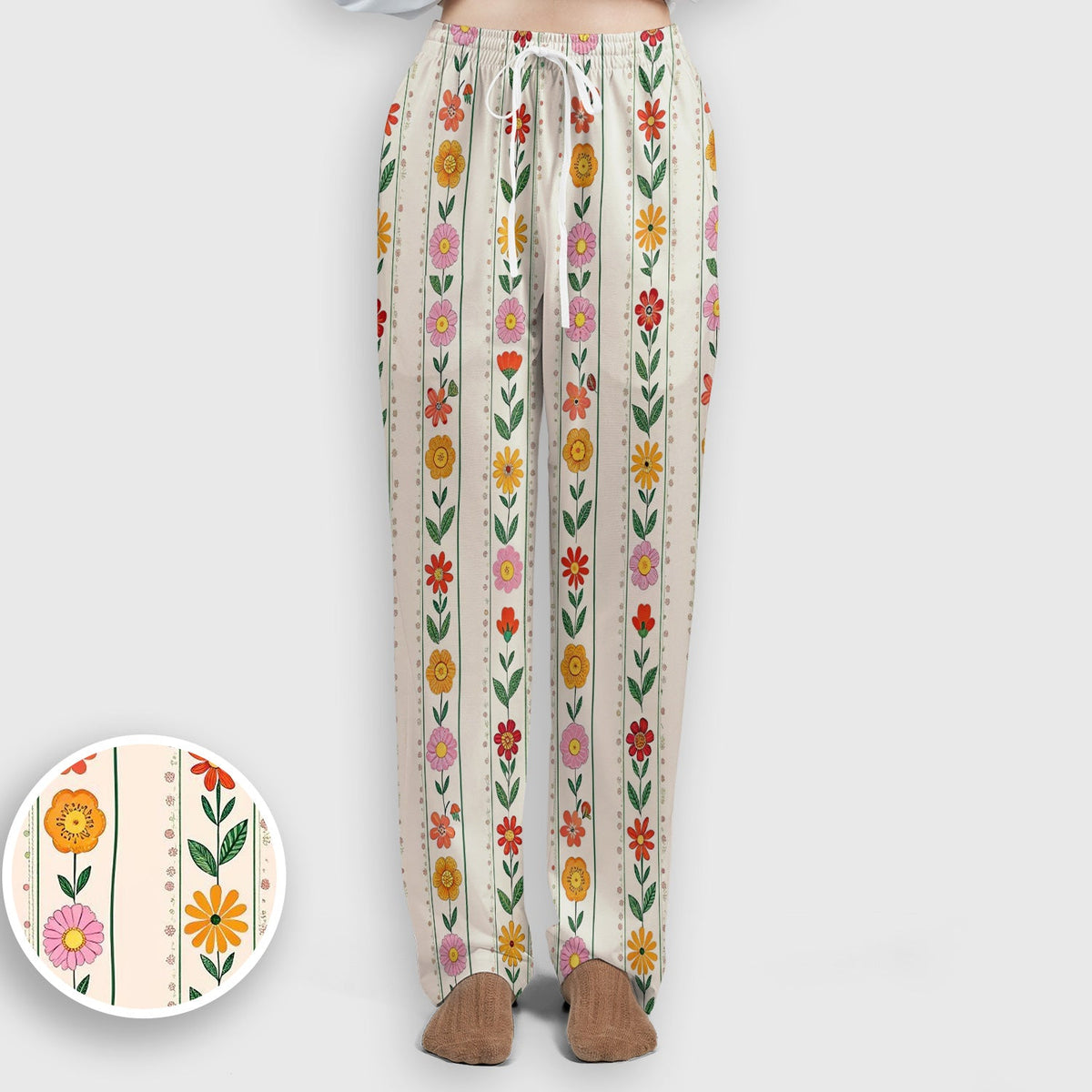 Retro Floral Stripe Print Nurse Scrub Set