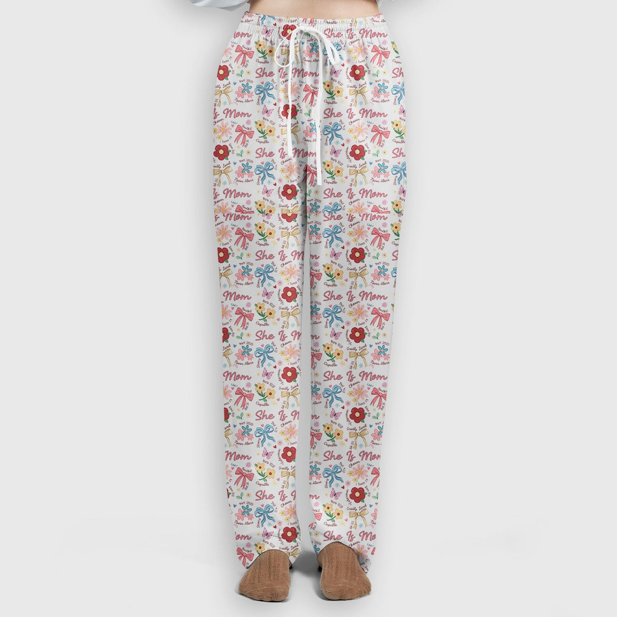 She Is Mom Flower Bow Nurse Scrub Set