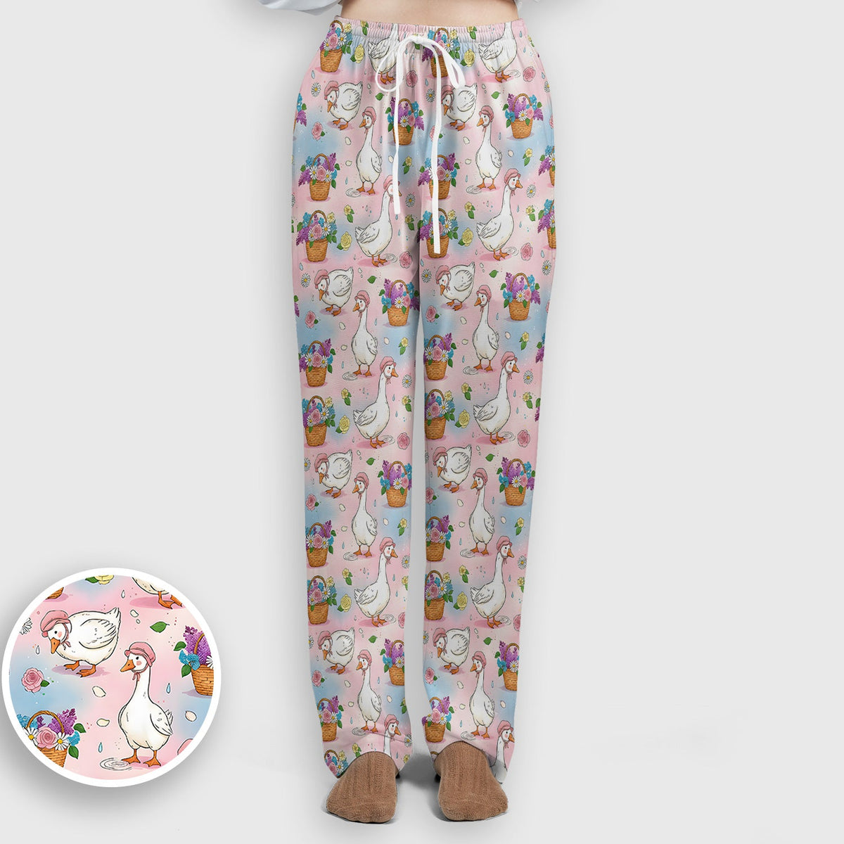 Spring Goose Flower Basket Nurse Scrub Set